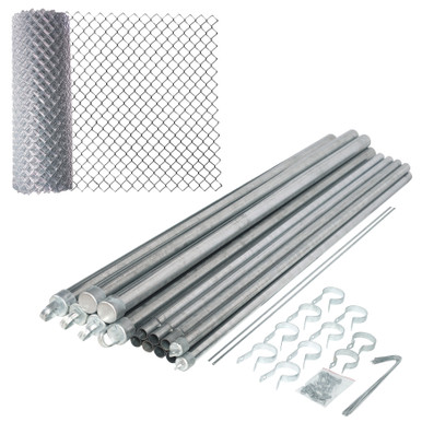 Galvanized Steel Chain Link Fence - Complete Kit - 4 x 50 Feet - 12.5 AW Gauge