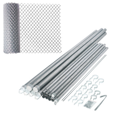 Galvanized Steel Chain Link Fence - Complete Kit - 5 x 50 Feet – 12.5 AW Gauge