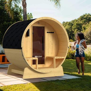 Outdoor and Indoor White Finland Pine Wet Dry Barrel Sauna - 2-4