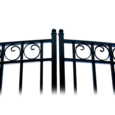 Steel Dual Swing Driveway Gate - PARIS Style - 18 ft with Pedestrian Gate - 5 ft