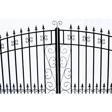 Steel Dual Swing Driveway Gate - VENICE Style - 18 ft with Pedestrian Gate - 5 ft