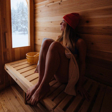Arnica Rustic Cedar Square Sauna – 4 Person