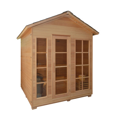 Canadian Hemlock Outdoor and Indoor Wet Dry Sauna - 6 kW UL Certified Heater - 6 Person