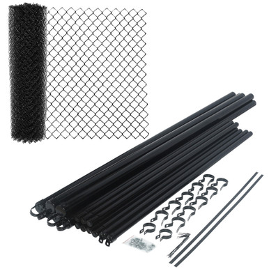 Galvanized Steel Chain Link Fence – Complete Kit – 5x50 ft. – 9.5 AW Gauge - Black