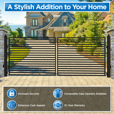 Automated Steel Dual Swing Driveway Gate and Gate Opener Complete Kit – MILAN Style – 16 x 6 Feet