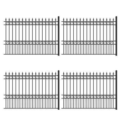 4-Panel Steel Fence Kit – LONDON Style – 8x5 ft. Each