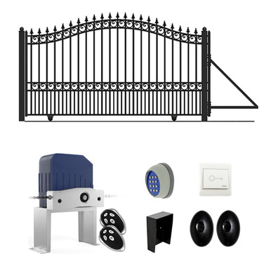 Automated Steel Sliding Driveway Gate and Gate Opener Complete Kit – LONDON Style – 12 x 6 Feet