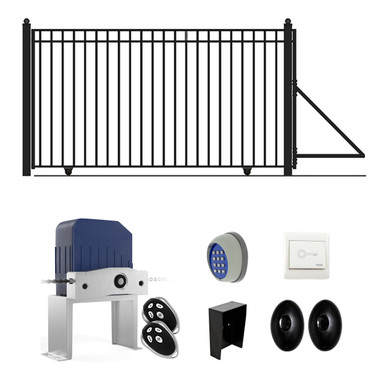 Automated Steel Sliding Driveway Gate and Gate Opener Complete Kit – MADRID Style – 12 x 6 Feet