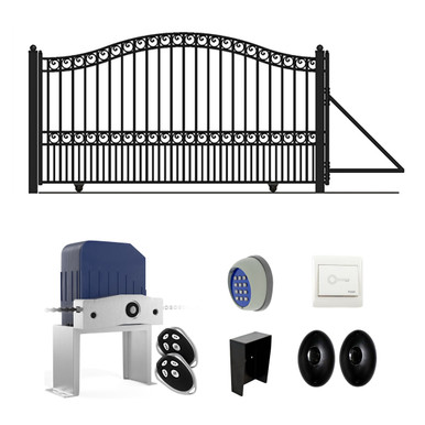Automated Steel Sliding Driveway Gate and Gate Opener Complete Kit – PARIS Style – 12 x 6 Feet