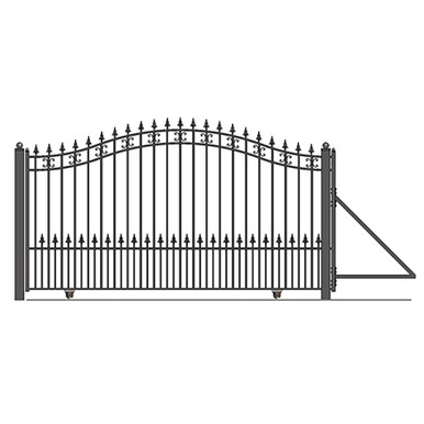 Automated Steel Sliding Driveway Gate and Gate Opener Complete Kit – ST. LOUIS Style – 14 x 6 Feet