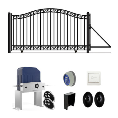 Automated Steel Sliding Driveway Gate and Gate Opener Complete Kit – DUBLIN Style – 16 x 6 Feet