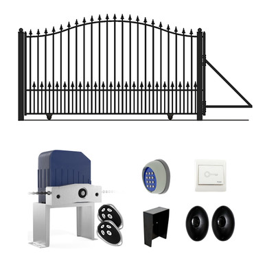 Automated Steel Sliding Driveway Gate and Gate Opener Complete Kit – MUNICH Style – 16 x 6 Feet