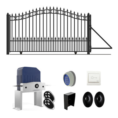 Automated Steel Sliding Driveway Gate and Gate Opener Complete Kit – ST. LOUIS Style – 18 x 6 Feet