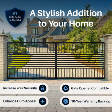 Steel Dual Swing Driveway Gate - Barcelona Style - 16 x 6 Feet