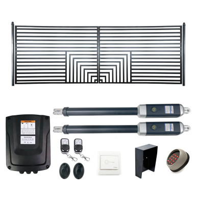 Automated Steel Dual Swing Driveway Gate and Gate Opener Complete Kit – Florence Style – 18 x 6 Feet