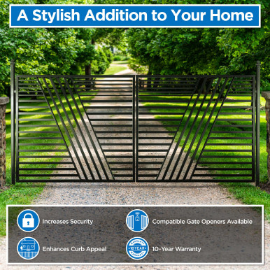 Automated Steel Dual Swing Driveway Gate and Gate Opener Complete Kit – Sofia Style – 18 x 6 Feet