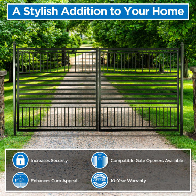 Automated Steel Dual Swing Driveway Gate and Gate Opener Complete Kit – Barcelona Style – 16 x 6 Feet