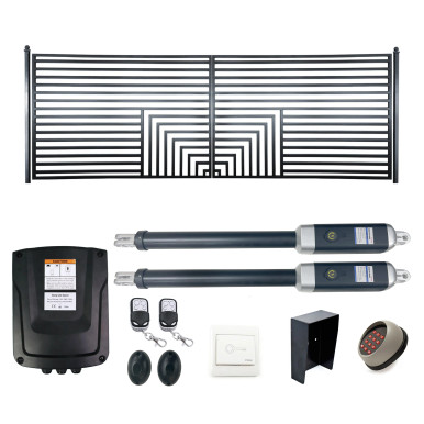 Automated Steel Dual Swing Driveway Gate and Gate Opener Complete Kit – Florence Style – 16 x 6 Feet