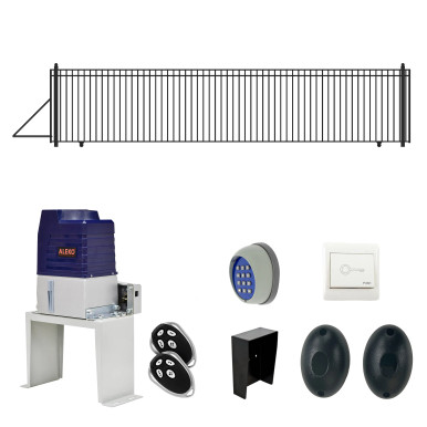 Automated Steel Sliding Driveway Gate and Gate Opener Complete Kit – MADRID Style – 30 x 6 Feet