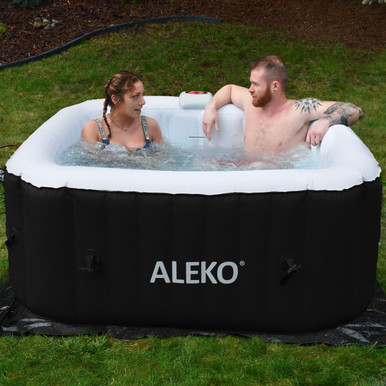Inflatable Jetted Hot Tub with Insulated Cover - 4 persons