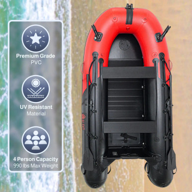 Inflatable Fishing Boat – Aluminum Floor – Red and Black – 10'5