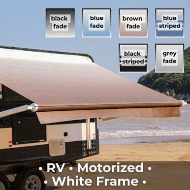 Motorized Retractable RV Awning - White Frame