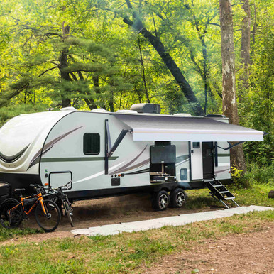 Motorized Retractable RV Awning - Black Frame