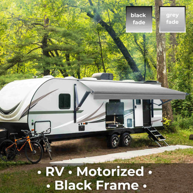 Motorized Retractable RV Awning - Black Frame