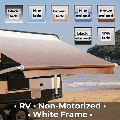 Non-Motorized Retractable RV Awning - White Frame