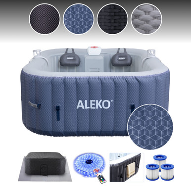 * 2025 * Inflatable Jetted Square Hot Tub with Energy Efficient Cover - 4 person