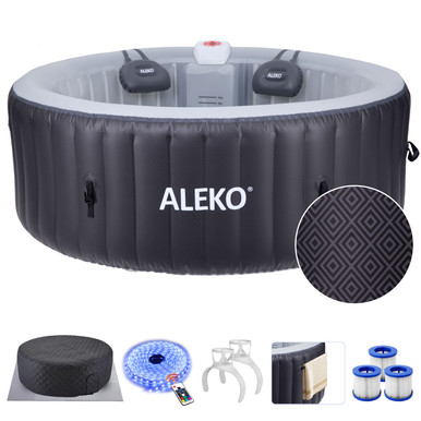 * 2025 * Inflatable Jetted Square Hot Tub with Energy Efficient Cover - 4 person