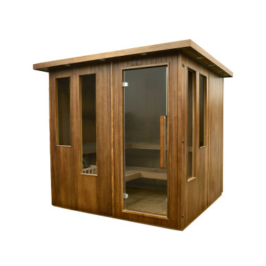 5-6 Person Hemlock Traditional Indoor Sauna – 6 kW UL Certified Electric Harvia Heater – Natural Finish