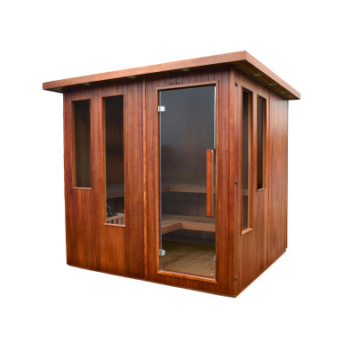 5-6 Person Red Cedar Traditional Indoor Sauna – 6 kW UL Certified Electric Harvia Heater – Natural Finish