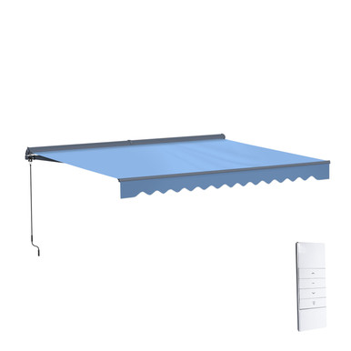 Moroccan Semi-Cassette Motorized Patio Awning - Sky Blue