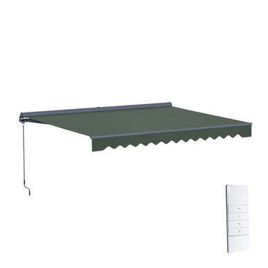Moroccan Semi-Cassette Motorized Patio Awning - Forest Green