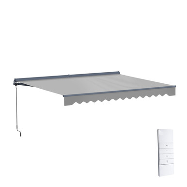 Moroccan Semi-Cassette Motorized Patio Awning - Silver Gray