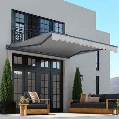 Moroccan Semi-Cassette Motorized Patio Awning - Silver Gray