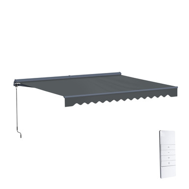 Moroccan Semi-Cassette Motorized Patio Awning - Charcoal Gray
