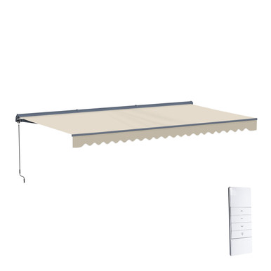 Moroccan Semi-Cassette Motorized Patio Awning - Ivory Cream