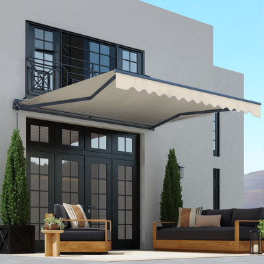 Moroccan Semi-Cassette Motorized Patio Awning - Ivory Cream
