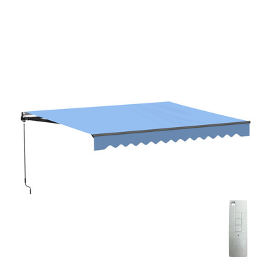 Caribbean Motorized Patio Awning - Black Frame - Sky Blue