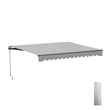 Caribbean Motorized Patio Awning - Black Frame - Silver Gray