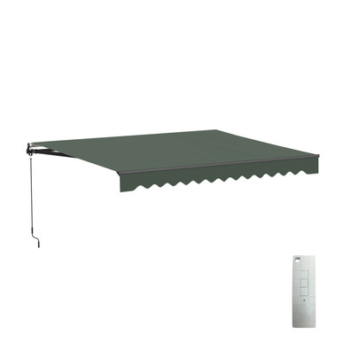 Caribbean Motorized Patio Awning - Black Frame - Forest Green