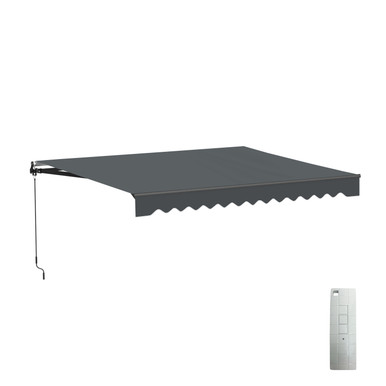 Caribbean Motorized Patio Awning - Black Frame - Charcoal Gray