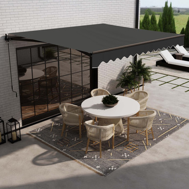 Caribbean Motorized Patio Awning - Black Frame - Onyx Black