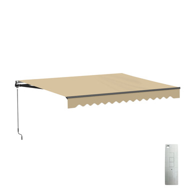 Caribbean Motorized Patio Awning - Black Frame - Desert Sand