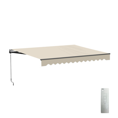 Caribbean Motorized Patio Awning - Black Frame - Ivory Cream