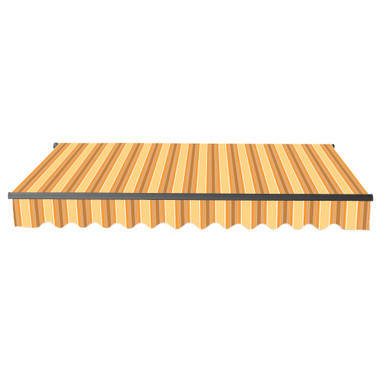 Caribbean Motorized Patio Awning - Black Frame - Multi-Stripe Yellow