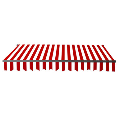 Caribbean Motorized Patio Awning - Black Frame - Red & White Striped