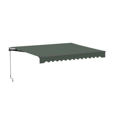 Caribbean Manual Retractable Patio Awning - Black Frame - Forest Green